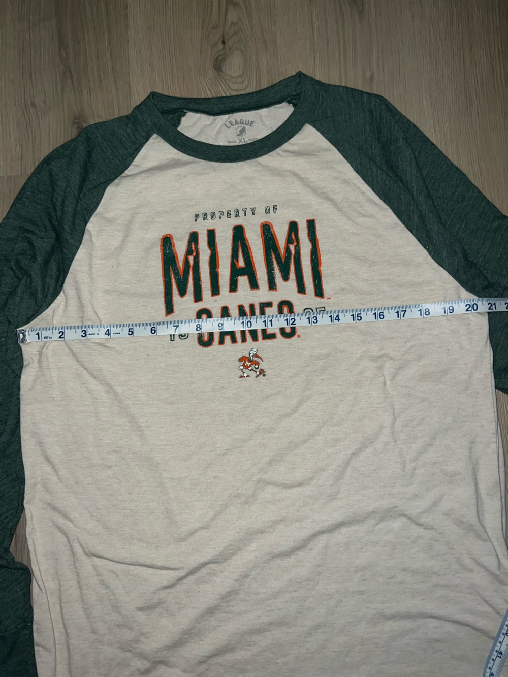 League Miami Canes Long Sleeve Tee – Green & Tan (XL) - Picture 4 of 14